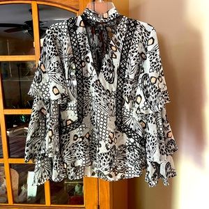 ASOS tiered long sleeve mesh shirt